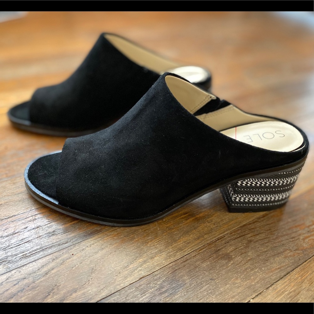 Sole Society Black Suede w/ Tribal Heel Mule
